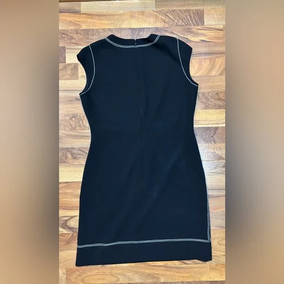 Theory Womens 10 Black Admiral Crepe Cap Sleeve Shift Dress Work Career - Picture 2 of 7